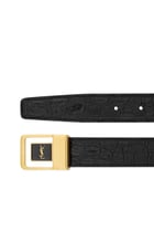 Monogram Buckle Leather Belt